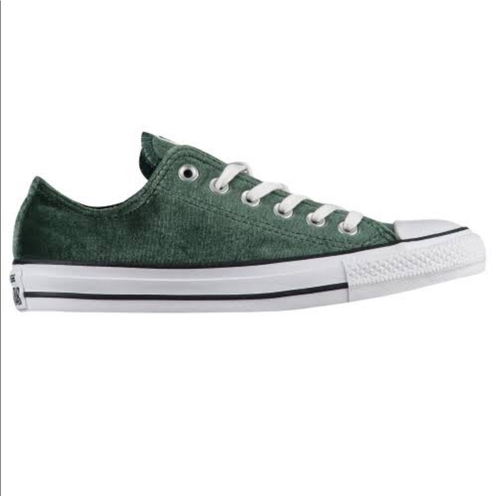Deep Emerald Velvet Converse Shoes